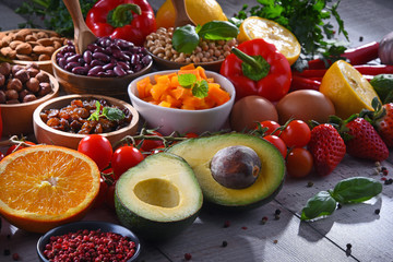 Assorted organic food products on the table