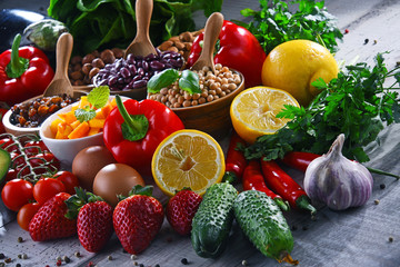Assorted organic food products on the table