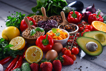 Assorted organic food products on the table