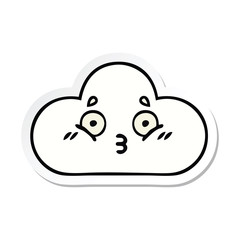 sticker of a cute cartoon white cloud