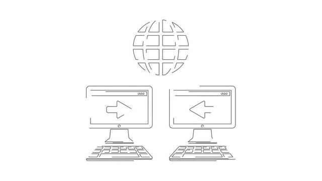Computer network animated lineal symbol icon 4K