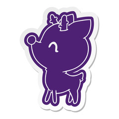 cartoon sticker of  kawaii cute deer