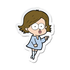 sticker of a cartoon girl pouting