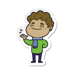 sticker of a cartoon friendly man