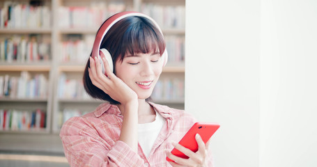young woman enjoy music