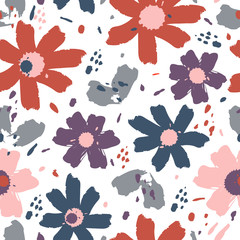 Flower Blossom Confetti Holiday Party. Colorful Polka Dots Background. Bright Cartoon Floral