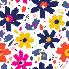 Flower pattern with flowers. Hand drawn vector illustration for your design card.