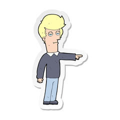 sticker of a cartoon pointing man