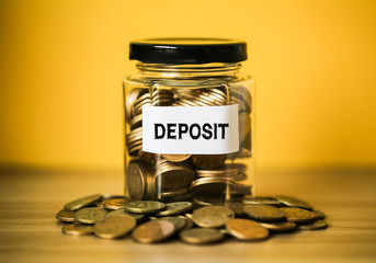 Deposit Concept Glass Jar With Coins Inside