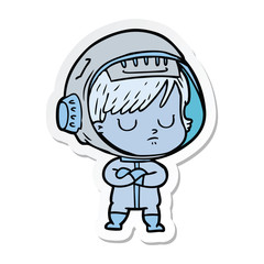 sticker of a cartoon astronaut woman