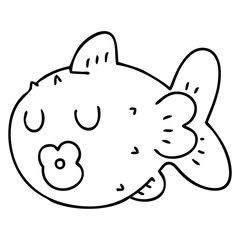 quirky line drawing cartoon fish