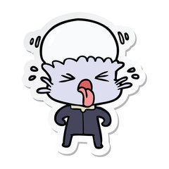 sticker of a weird cartoon alien