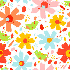 Fototapeta premium Flower pattern with flowers. Hand drawn vector illustration for your design card.