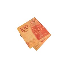 One single mexican peso 100 bill folded and isolated on white background