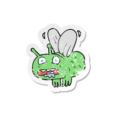 retro distressed sticker of a cartoon fly