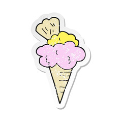 retro distressed sticker of a cartoon ice cream