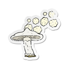 retro distressed sticker of a cartoon mushroom