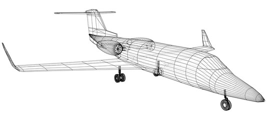 Plane vector, Vector wireframe concept. Created illustration of 3d.