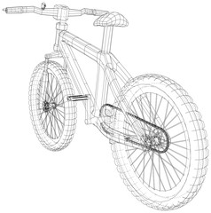 Sport. Isolated bicycle, Vector wireframe concept. Created illustration of 3d. The layers of visible and invisible lines are separated.