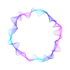 Wave of many colored lines circle frame.  Creative line art. Design elements created using the Blend Tool.