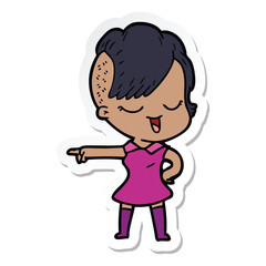 sticker of a happy cartoon girl