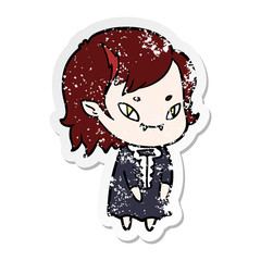 distressed sticker of a cartoon friendly vampire girl