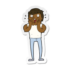 sticker of a cartoon gasping man