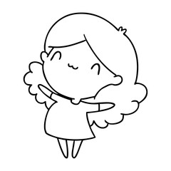 line drawing of a cute kawaii girl
