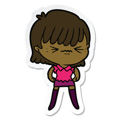 sticker of a annoyed cartoon girl