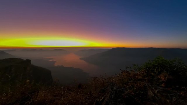 4K Time lapse Landscape of sunrise on mountain Pha Daeng Luang, Mae Ping National Park, Lamphun in Thailand