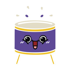 flat color retro cartoon drum