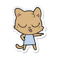 sticker of a cartoon cat pointing