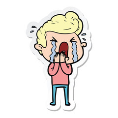 sticker of a cartoon crying man