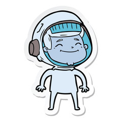 sticker of a happy cartoon astronaut