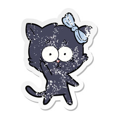distressed sticker of a cartoon cat