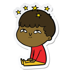 sticker of a cartoon amazed boy