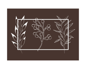 pattern flowers and leafs isolated icon