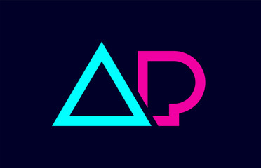 blue pink colorful alphabet letter logo combination ap a p design