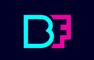 BF B F blue pink colorful alphabet alphabet letter logo combination design
