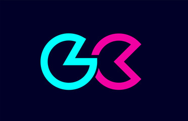 GC G C blue pink colorful alphabet alphabet letter logo combination design