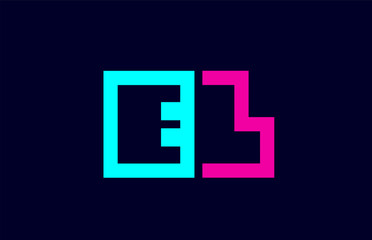 EL E L blue pink colorful alphabet alphabet letter logo combination design