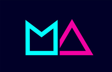 MA M A blue pink colorful alphabet alphabet letter logo combination design