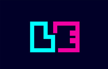 Obraz premium LE L E blue pink colorful alphabet alphabet letter logo combination design