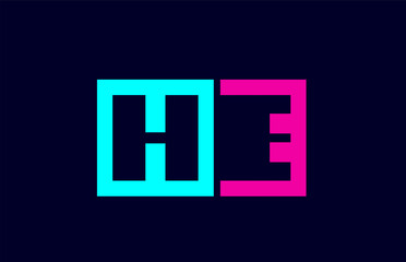 Obraz premium HE H E blue pink colorful alphabet alphabet letter logo combination design