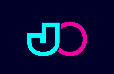 JO J O blue pink colorful alphabet alphabet letter logo combination design