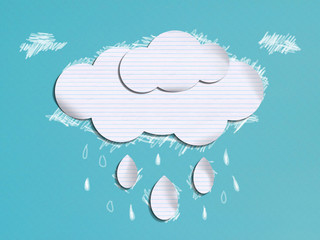 Paper Cloud and Rain Drops