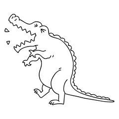 quirky line drawing cartoon crocodile