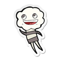 sticker of a cartoon cute cloud head creature
