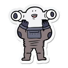 sticker of a friendly cartoon alien
