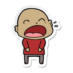 sticker of a cartoon shouting bald man